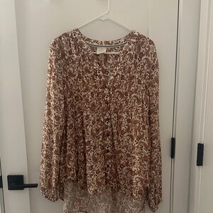 Knox Rose Paisley Print Blouse in Brown and Cream